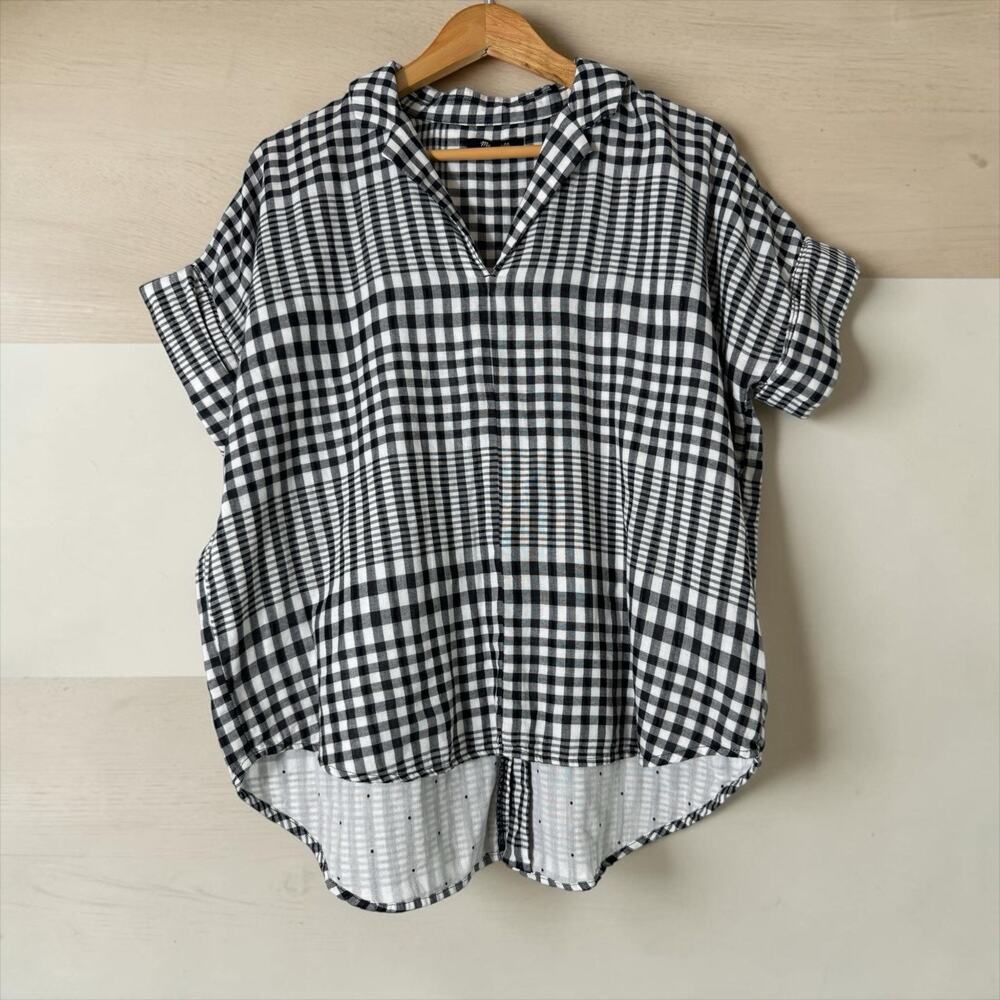 Madewell Women's Top Double-Faced Hayden Collar Popover Size S Casual